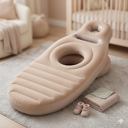 BédouNest - Confort ultime pour futures mamans BédouNest pou sur un fond paisible avec des accessoires de bébé.